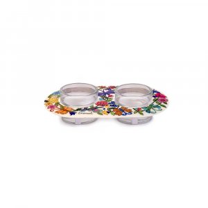 Yair Emanuel Metal and Glass Candle Holders for Tea Lights - Butterflies