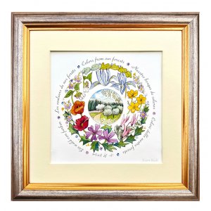 Dvora Black Colors from Jerusalem Forests - Signed, Printed and Framed Blessing