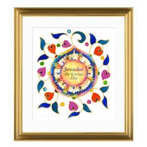 Dvora Black Colorful Jerusalem in English - Signed, Printed and Framed Blessing