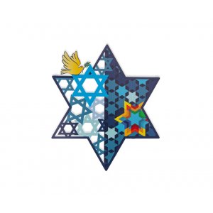 Dorit Judaica Wall Art, Medium Size Star of David - Blue with Dove of Peace
