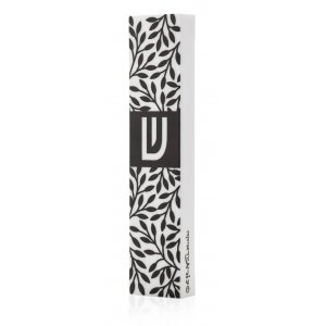 Dorit Judaica Acrylic Mezuzah Case, Black and White Leaf Design