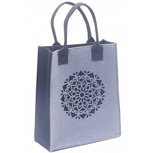 Dorit Judaica Woman's Tote Bag in a Gray Mandala Design