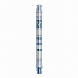 Yair Emanuel Anodized Aluminum Cylinder Mezuzah Case, Shades of Gray Stripes