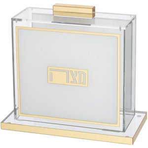 Clear Acrylic Passover Matzah Holder - With Classic Gold Design