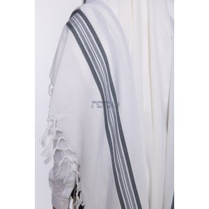 Hallel Wool Tallit Non Slip Prayer Shawl - Blue Melange Stripes