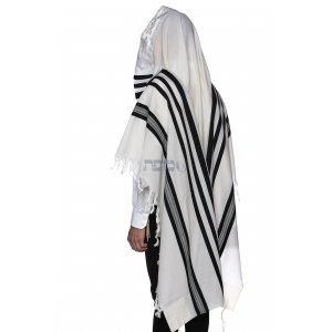 Modim Classic Wool Tallit Prayer Shawl - Black Stripes