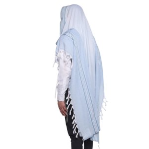 Shir Wool Tallit Non Slip Prayer Shawl - Light Blue Stripes