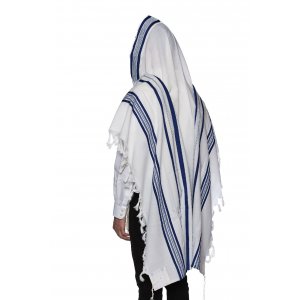 Modim Classic Wool Tallit Prayer Shawl - Royal Blue Stripes