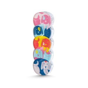 Israel Museum Small Acrylic Mezuzah Case, Happy Dogs