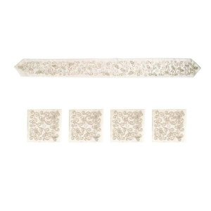 Yair Emanuel Atarah Plus 4 Corners for Tallit, Floral Design - Silver on White