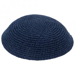 Classic Blue Knitted Kippah - Available in 2 sizes