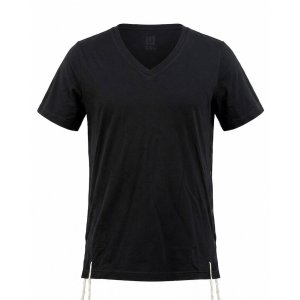 Dry-Fit Tzitzit T-Shirt V Neck with Kosher Tzitzis, Black - Moisture-Wicking Athletic Shirt
