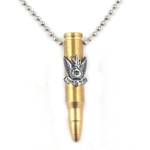 Bronze Israeli Army M-16 Rifle Bullet Pendant - Air Force Emblem