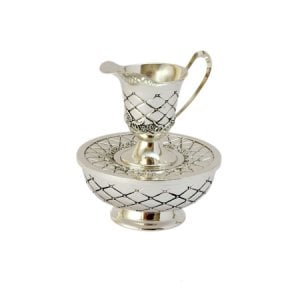 Three-Piece Silver Plated Mayim Achronim Cup & Bowl with Lid