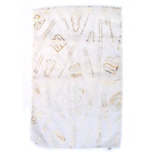 Sheer White Chiffon Head Scarf - Gold or Colored Decalogue Design