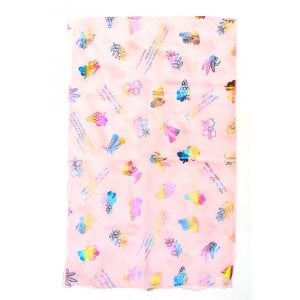 Womans Head Scarf, Seven Species Images and Biblical Verse  Pink