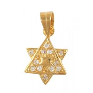 Gold Filled Cubic Zirconium 2-Star of David Pendant