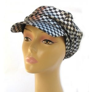 Womens Metallic Silver and Black Cap