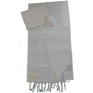 Gabrieli Handwoven Cotton Tallit Set - White