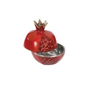 Yair Emanuel Pomegranate Shaped Honey Dish, Small - Red