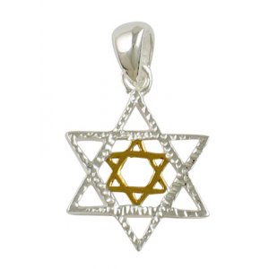 Silver Star of David Two-tone Pendant