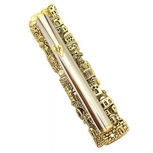 Silver and Gold Plated Jerusalem Mezuzah