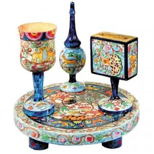 Yair Emanuel Hand-Painted 4-Piece Wood Havdalah Set - Oriental