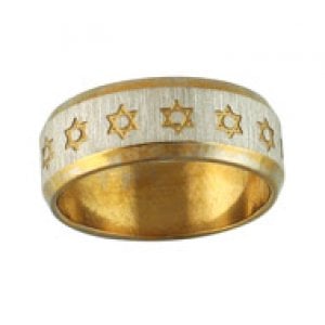Stainless Steel Ring Gold with Star of David