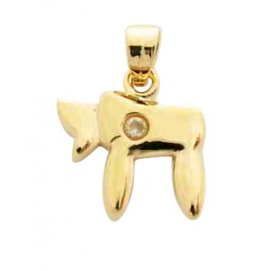 Gold Filled Chai Pendant with zirconium stud