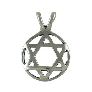Silver Circle Star of David Pendant