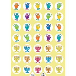 Chanukah Stickers - Colorful Menorahs and Oil Jugs