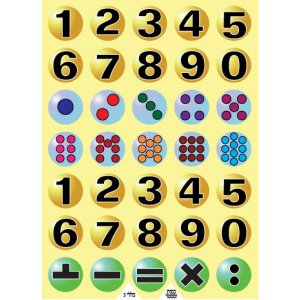 Colorful Stickers for Children - Numbers, Arithmetic and Hebrew Vowels