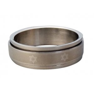 Stainless Steel Revolving Star of David Ring