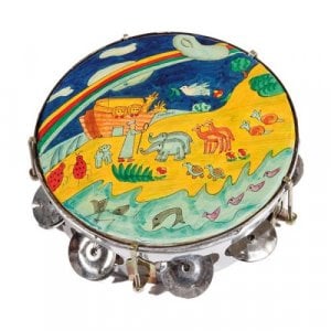 Yair Emanuel Hand Painted Leather Tambourine - Noahs Ark