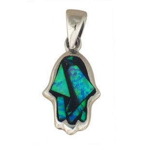 Silver and Opal Hamsa Pendant