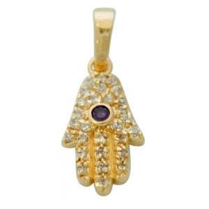 Filigree Amethyst Hamsa Pendant