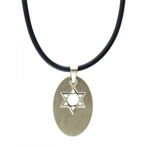 Stainless Steel Round IDF necklace on Rubber Cord