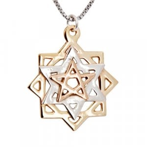 Ha'Ari Kabbalah Tikun Hava Pendant Necklace - Three Stars in Gold and Silver