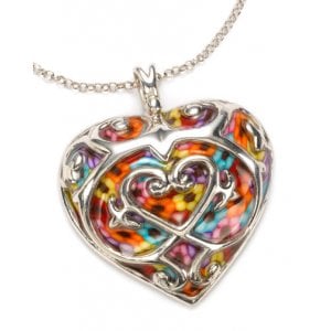 Thousand-Flowers Colorful Heart Pendant