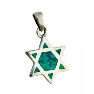 Silver and Opal Star of David Pendant