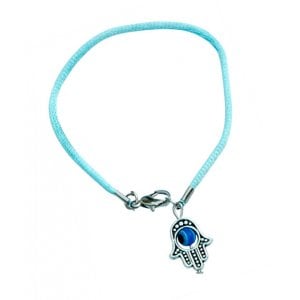 Colored Cord Kabbalah Bracelet - Hamsa Charm with Revolving Eye