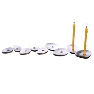 Anat Basanta Brushed Aluminum Chanukah Menorah - Sabra Leaves