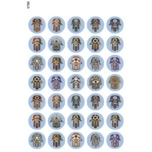 Small Stickers - Oriental Hamsa Hand on Blue Circular Background