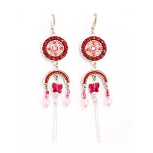 Pink Oriental Bead Earrings by Ester Shahaf