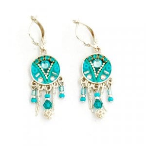 Blue Bead Oriental Earrings by Ester Shahaf