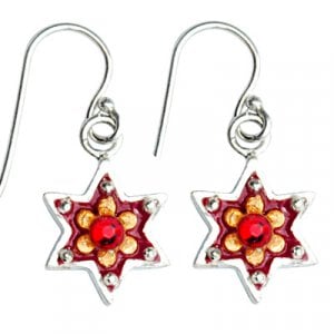 Flower Star of David Earrings by Ester Shahaf