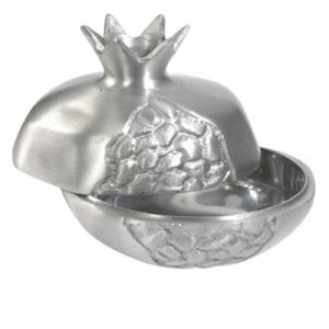 Yair Emanuel Aluminum Pomegranate Shaped Honey Dish - Silver