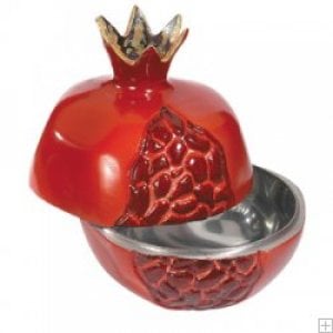 Yair Emanuel Aluminum Pomegranate Shaped Honey Dish - Red