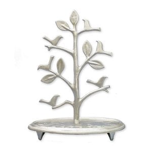 Shraga Landesman Circular Base Hanukkah Menorah, Tree with Birds - Aluminum