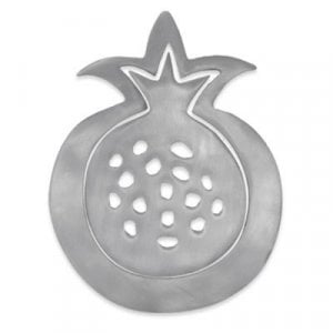 Yair Emanuel Two-in-One Silver Aluminum Trivet - Pomegranate